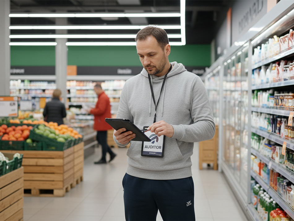 Auditor al lavoro in un punto vendita